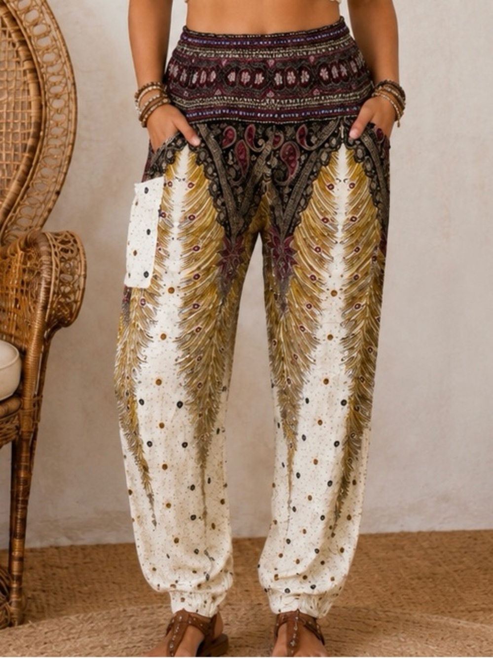Joob Joob  Women's Flowy Boho Harem Pants large extra large